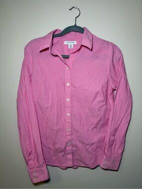 Banana Republic Pink and White Pinstripe Shirt